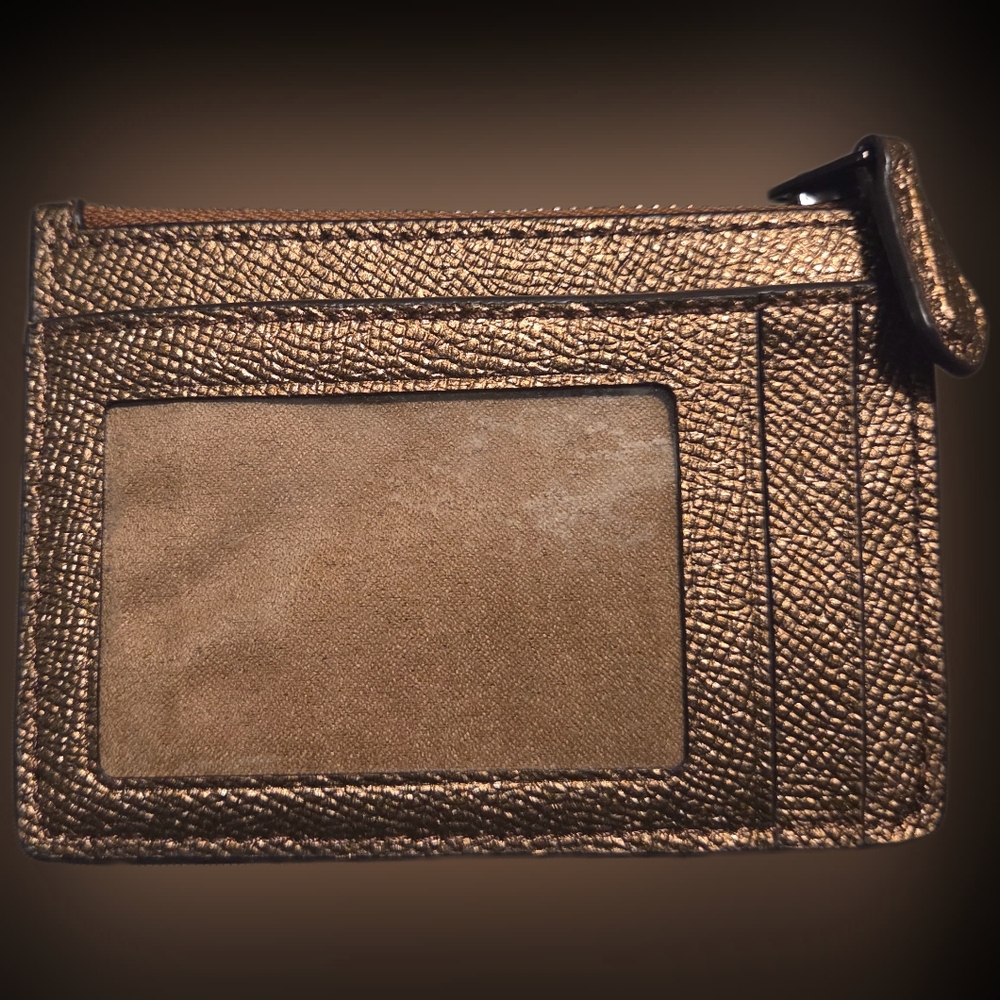 Coach Copper/Gold Textured Card Holder Wallet - Picture 2 of 4